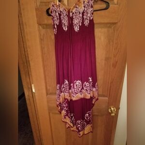 Burgundy and Gold Sleeveless Dress